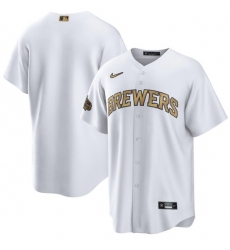 Men Milwaukee Brewers Blank 2022 All Star White Cool Base Stitched Baseball Jersey