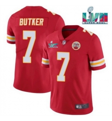 Men Women Youth Toddler Kansas City Chiefs 7 Harrison Butker Red Super Bowl LVII Patch Vapor Untouchable Limited Stitched Jersey