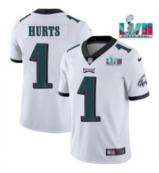 Men Women Youth Toddler Philadelphia Eagles 1 Jalen Hurts White Super Bowl LVII Patch Vapor Untouchable Limited Stitched Jersey