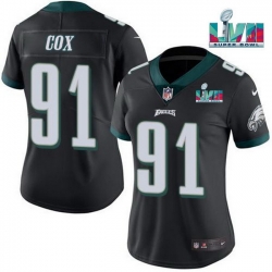 Men Women Youth Toddler Philadelphia Eagles 91 Fletcher Cox Black Super Bolw LVII Patch Vapor Untouchable Limited Stitched Football Jersey