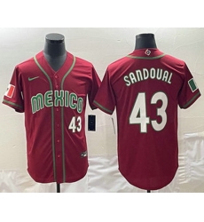 Mens Mexico Baseball #43 Patrick Sandoval Number 2023 Red World Classic Stitched Jersey