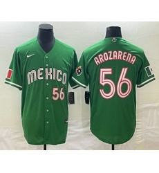 Men's Mexico Baseball #56 Randy Arozarena Number 2023 Green World Classic Stitched Jersey2