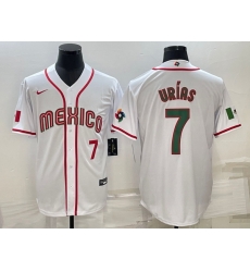 Men's Mexico Baseball #7 Julio Urias 2023 White World Baseball Classic Stitched Jerseys