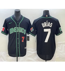 Mens Mexico Baseball #7 Julio Urias Number 2023 Black White World Classic Stitched Jersey