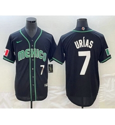 Men's Mexico Baseball #7 Julio Urias Number 2023 Black White World Classic Stitched Jerseys