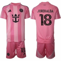 Men Inter Miami CF 18 Jordi Alba 25 26 Pink Home Soccer Jersey Suit