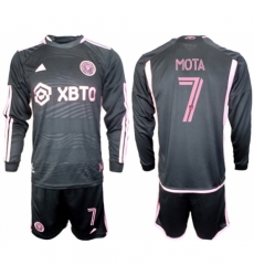 Men Inter Miami CF 7 Mota 2023 24 Black Away Soccer Jersey Suit