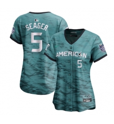 Women Texas Rangers 5 Corey Seager Teal 2023 All Star Stitched Baseball Jersey