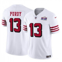 Men San Francisco 49ers 13 Brock Purdy 2023 F U S E  New White Vapor Untouchable Limited Stitched Football 2024 Super Bowl LVIII Jersey