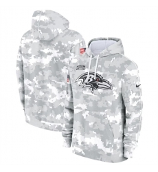 Youth Baltimore Ravens 2024 White Gray Salute To Service Pullover Hoodie