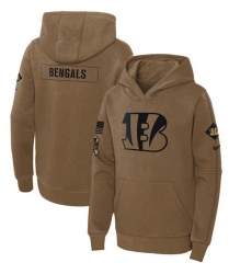 Youth Cincinnati Bengals 2023 Brown Salute To Service Pullover Hoodie