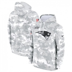 Youth New England Patriots 2024 White Gray Salute To Service Pullover Hoodie