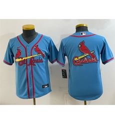 Youth St  Louis Cardinals Team Big Logo Blue Cool Base Stitched Baseball Jersey