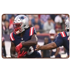 New England Patriots Aluminum Sign 12x8 Inch Rhamondre Stevenson 002