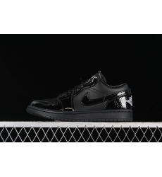 AIR JORDAN 1 LOW BLACK CROC BLACK WHITE METALLIC SILVER