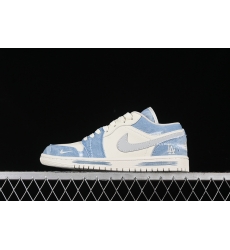 AIR JORDAN 1 LOW MLB WHITE GREY BLUE