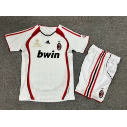 Youth Retro Soccer Jerseys AC Millan 06 07 White Away