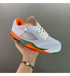 Men Air Jordan 5 Low Hurricanes White Green Orange Shoes Men Air Jordan 5 Low Hurricanes White Green Orange Shoes