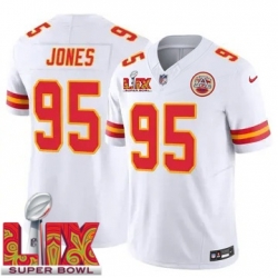 Men Kansas City Chiefs Chris Jones #95 White 2024 2025 Super Bowl LIX F U S E Stitched Jersey