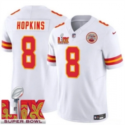 Men Kansas City Chiefs DeAndre Hopkins #8 White 2024 2025 Super Bowl LIX F U S E Stitched Jersey