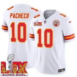 Men Kansas City Chiefs Isiah Pacheco #10 White 2024 2025 Super Bowl LIX F U S E Stitched Jersey