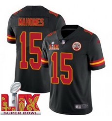 Men Kansas City Chiefs Patrick Mahomes #15 Black 2024 2025 Super Bowl LIX F U S E Stitched Jersey