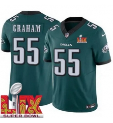 Men Philadelphia Eagles Brandon Graham #55 Green 2024 2025 Super Bowl LIX F U S E Stitched NFL Jersey