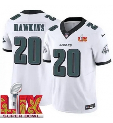 Men Philadelphia Eagles Brian Dawkins #20 White 2024 2025 Super Bowl LIX F U S E Stitched NFL Jersey