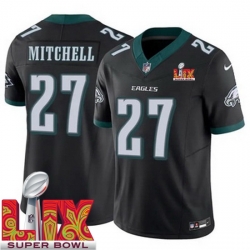 Men Philadelphia Eagles Quinyon Mitchell #27 Black 2024 2025 Super Bowl LIX F U S E Stitched NFL Jersey