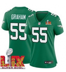 Women Philadelphia Eagles Brandon Graham #55 Kelly Green 2024 2025 Super Bowl LIX F U S E Stitched NFL Jersey