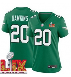 Women Philadelphia Eagles Brian Dawkins #20 Kelly Green 2024 2025 Super Bowl LIX F U S E Stitched NFL Jersey