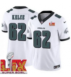 Youth Philadelphia Eagles Jason Kelce #62 White 2024 2025 Super Bowl LIX F U S E Stitched NFL Jersey