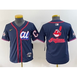 Women American League Cleveland Guardians Team Big Logo Navy 2025 All Star Edition Limited Stitched Baseball Jersey 