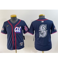 Women American League Seattle Mariners Team Big Logo Navy 2025 All Star Edition Limited Stitched Baseball Jersey 2 Women American League Seattle Mariners Team Big Logo Navy 2025 All Star Edition Limited Stitched Baseball Jersey 2