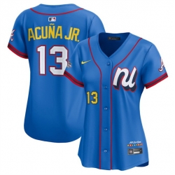 Women National League 13 Ronald Acu F1a Jr  Blue 2025 All Star Edition Limited Stitched Baseball Jersey 