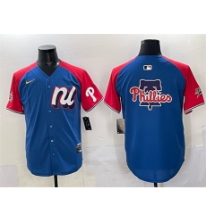 Men National League Philadelphia Phillies Team Big Logo Blue Red Alternate 2025 All Star Edition Limited Stitched Baseball Jersey