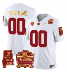 Men Women Youth Alabama Crimson Tide Nick Saban 7x Champions Patch Gold Trim Custom Jersey All Stitched White
