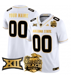 Men Women Youth Arizona State Sun Devils 2025 Peach Bowl Gold Vapor Limited Custom Jersey V2 All Stitched White Gold