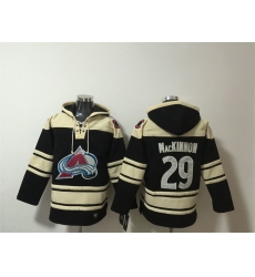 Men Colorado Avalanche  29 Nathan MacKinnon Black All Stitched Sweatshirt Hoodie