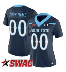Women Jackson State Tigers Active Player Custom Navy 2025 F U S E  Vapor Limited Stitched Football Jersey Run Small 
