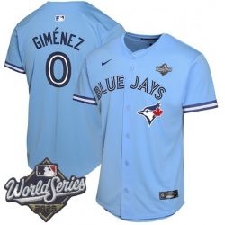 Men Toronto Blue Jays 0 Andres Gimenez Cool Base Stitched Baseball Jersey Light Blue