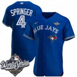 Men Toronto Blue Jays 4 George Springer Royal Flex Base Stitched Jerse