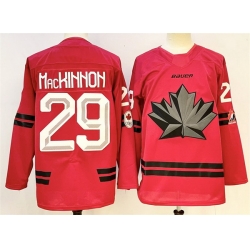 Men Canada Hockey 29 Nathan MacKinnon Red Stitched Jersey