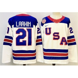 Men USA 21 Dylan Larkin White 2025 2026 Stitched Jersey