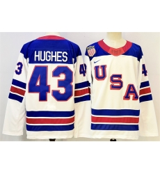 Men USA 43 Quinn Hughes White 2025 2026 Stitched Jersey Men USA 43 Quinn Hughes White 2025 2026 Stitched Jersey