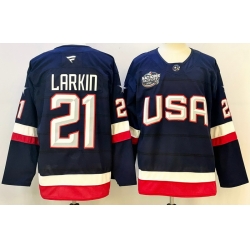 Men's USA #21 Dylan Larkin Blue 2026 Stitched Jersey