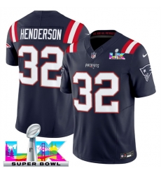 Men New England Patriots 32 TreVeyon Henderson Navy 2025 F U S E  Super Bowl LX Patch Vapor Limited Stitched Football Jersey