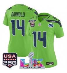 Women Seattle Seahawks 14 Sam Darnold Green 2025 F U S E Super Bowl LX Patch And 50th Season 26 USA 250 27 Patch Vapor Limited Football Stitched Jersey Women Seattle Seahawks 14 Sam Darnold Green 2025 F U S E Super Bowl LX Patch And 50th Season 26 USA 250 27 Patch Vapor Limited Football Stitched Jersey