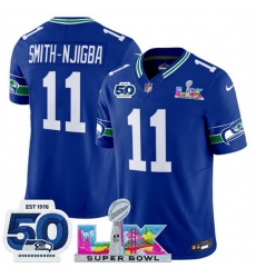 Youth Seattle Seahawks 11 Jaxon Smith Njigba Royal 2025 F U S E Super Bowl LX Patch And 50th Season Patch Vapor Throwback Limited Stitched Football Jersey Youth Seattle Seahawks 11 Jaxon Smith Njigba Royal 2025 F U S E Super Bowl LX Patch And 50th Season Patch Vapor Throwback Limited Stitched Football Jersey