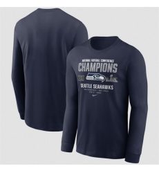 Men Seattle Seahawks College Navy 2025 NFC Champions Team Nation Long Sleeve T Shirt